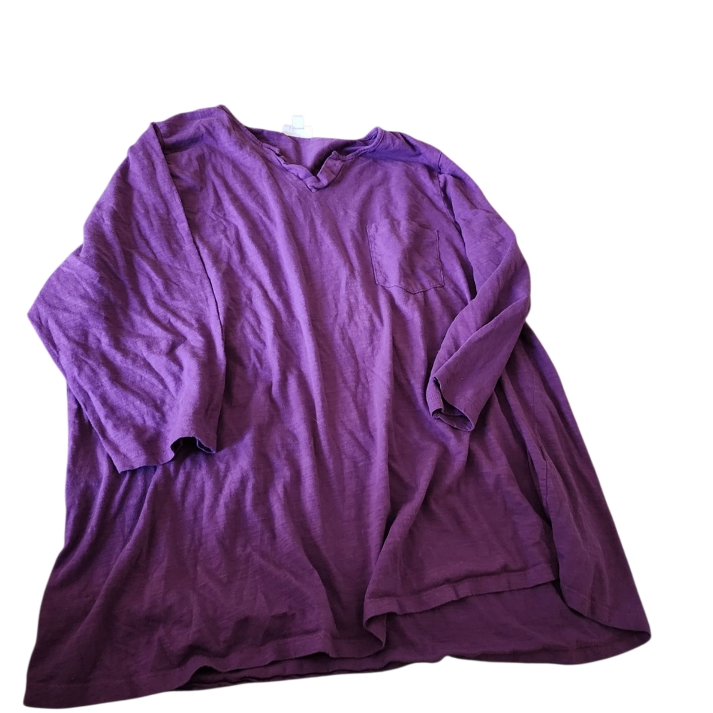 Plus Size Women's Avenue Purple 3/4 Sleeve T-Shirt